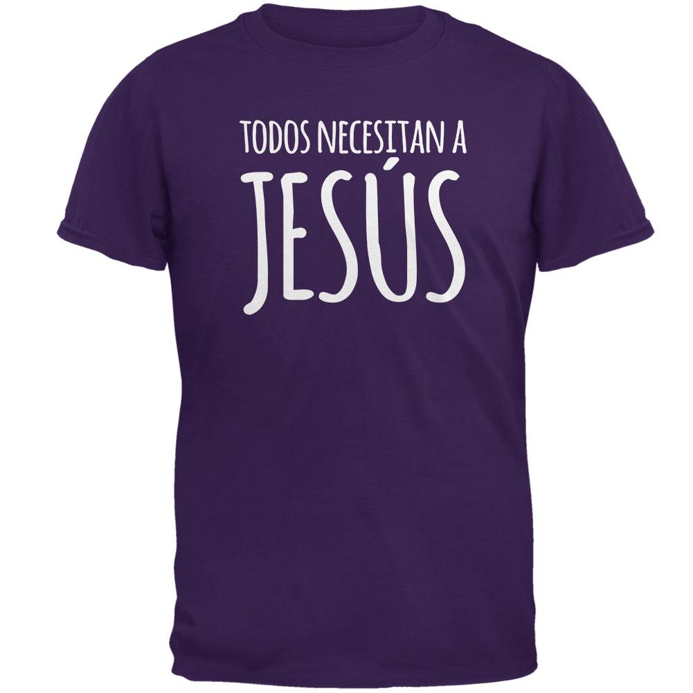 Todos Necesitan a Jesus Spanish You Need Jesus Mens Soft T Shirt Men's T-Shirts Old Glory 2XL Purple 