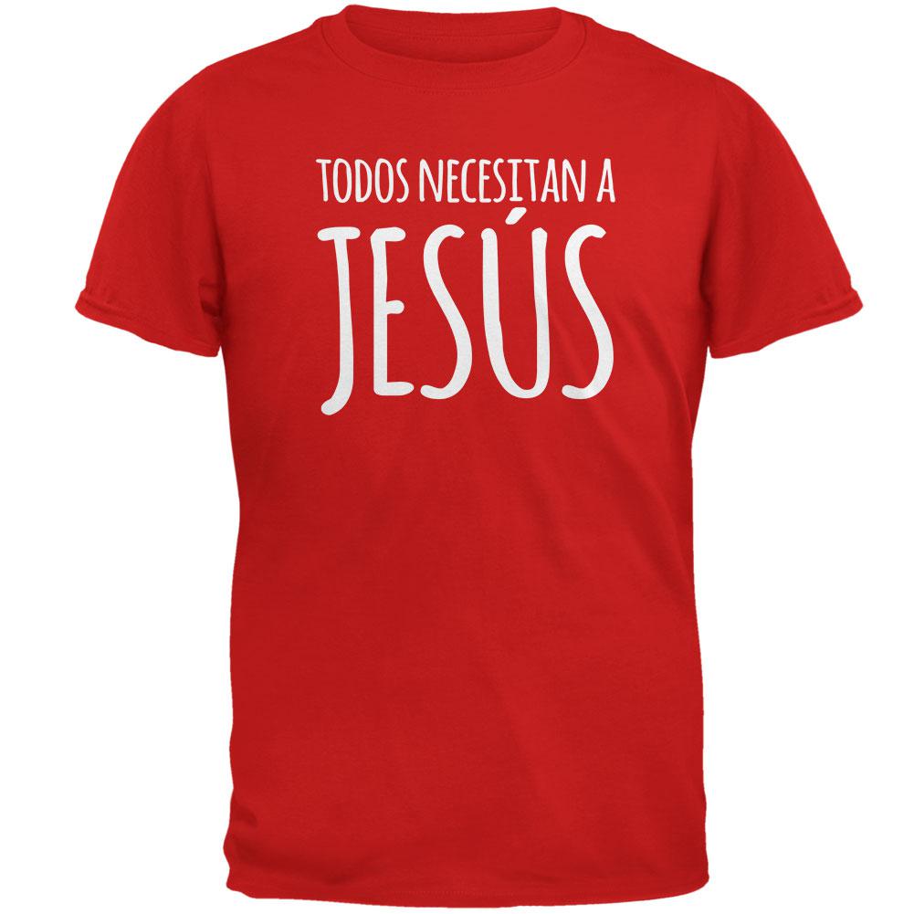 Todos Necesitan a Jesus Spanish You Need Jesus Mens Soft T Shirt Men's T-Shirts Old Glory 2XL Red 