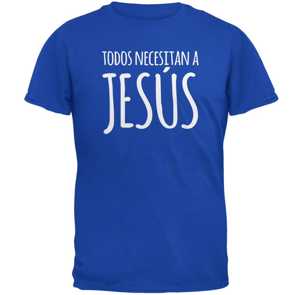 Todos Necesitan a Jesus Spanish You Need Jesus Mens Soft T Shirt Men's T-Shirts Old Glory 2XL Blue 