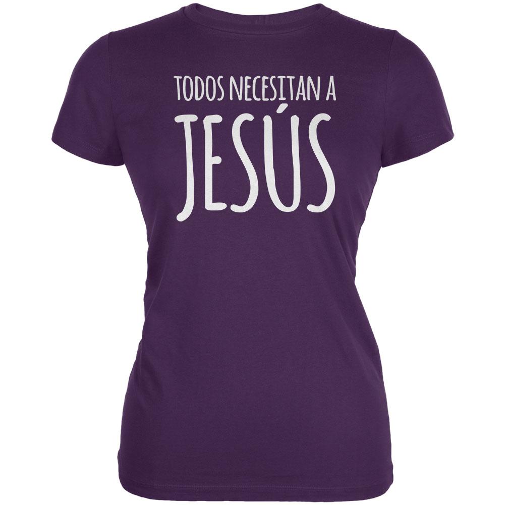 Todos Necesitan a Jesus Spanish You Need Jesus Juniors Soft T Shirt Juniors T-Shirts Old Glory 2XL Purple 