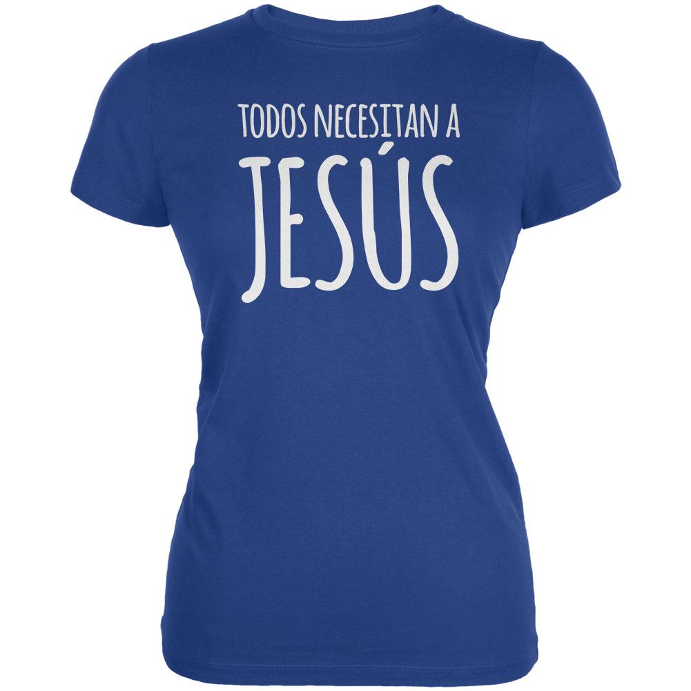 Todos Necesitan a Jesus Spanish You Need Jesus Juniors Soft T Shirt Juniors T-Shirts Old Glory 2XL Blue 