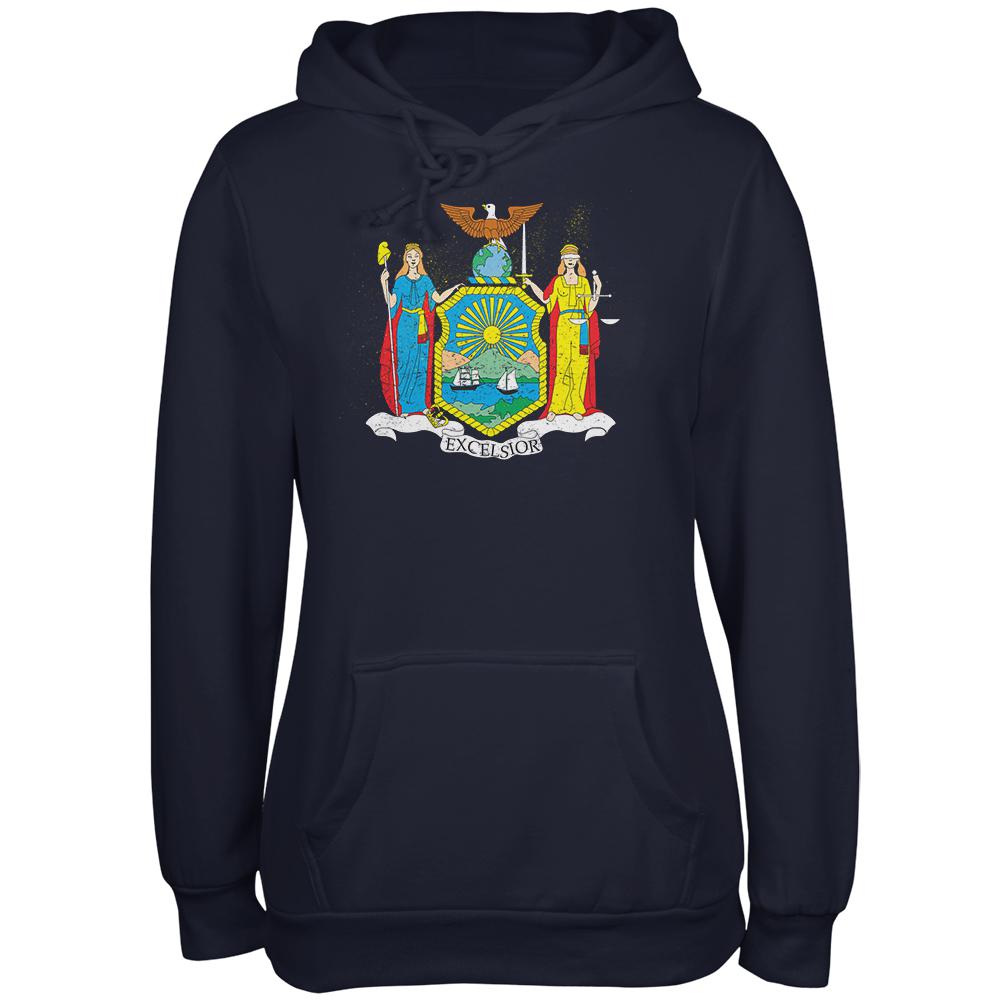 Born and Raised New York State Flag Juniors Soft Hoodie Juniors Hoodies Old Glory 2XL Navy 