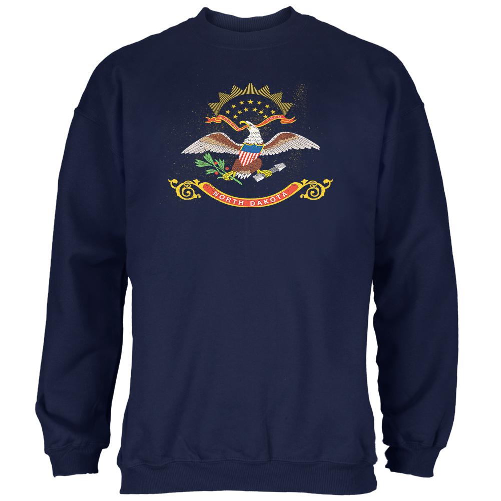 Born and Raised North Dakota State Flag Mens Sweatshirt Men's Sweatshirts Old Glory 2XL Navy 