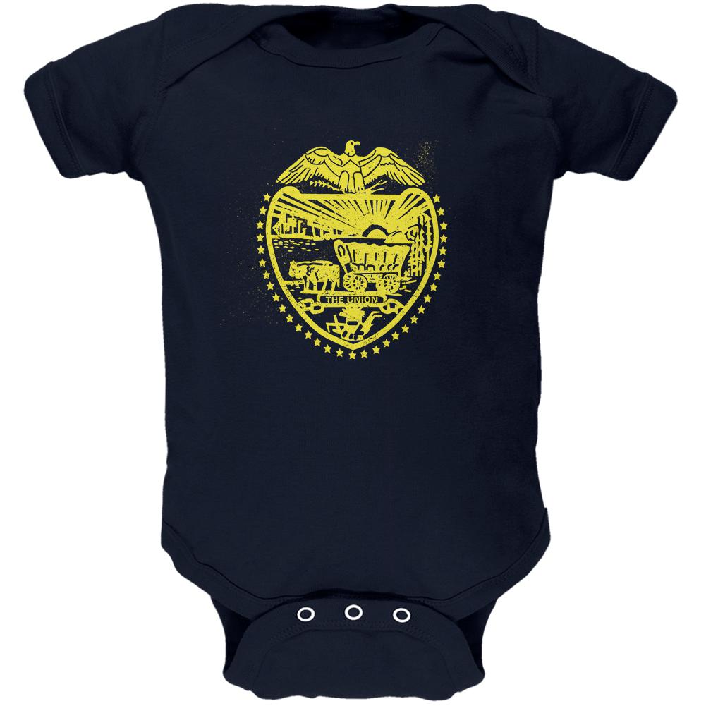 Born and Raised Oregon State Flag Soft Baby One Piece Baby One Piece Old Glory 0-3M Navy 