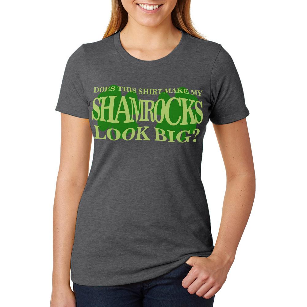 St. Patricks Day Big Irish Shamrocks Funny Womens Soft Heather T Shirt Women's T-Shirts Old Glory 2XL Black 