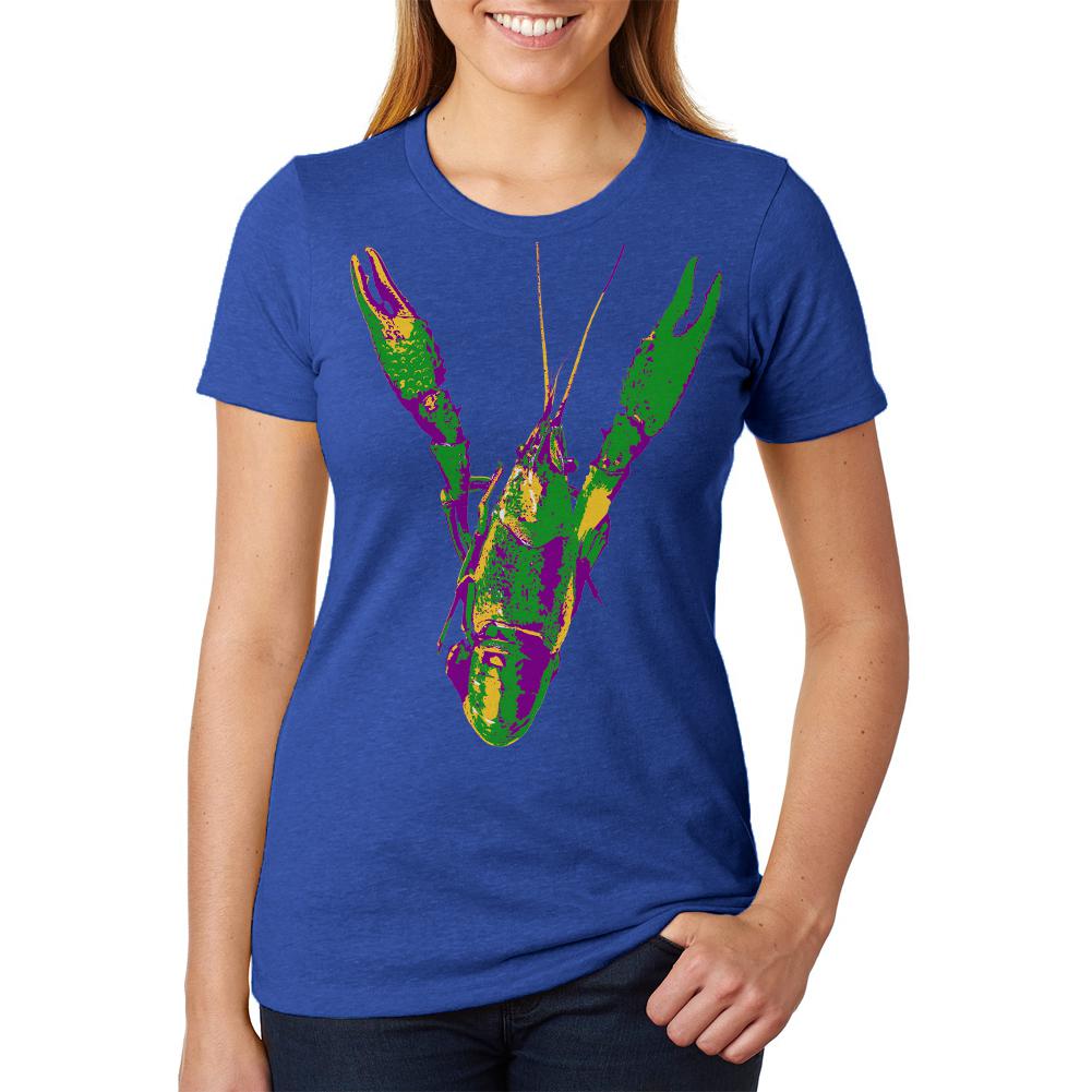 Mardi Gras Crawfish Womens Soft Heather T Shirt Women's T-Shirts Old Glory 2XL Blue 