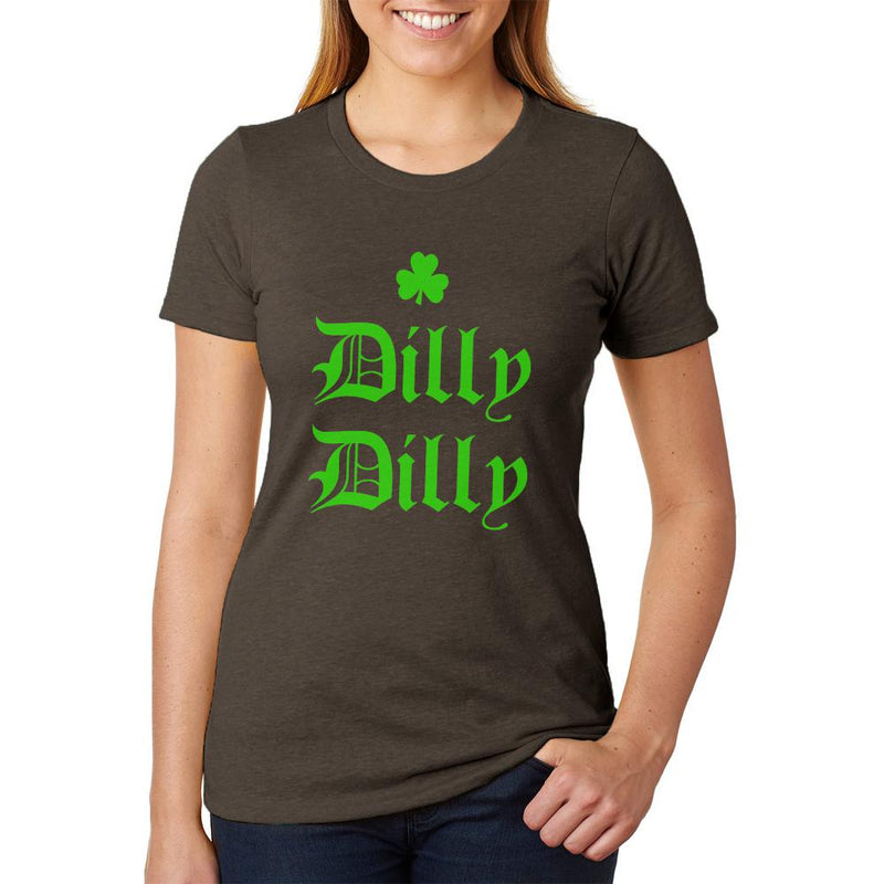 St. Patricks Day Dilly Dilly Shamrock Womens Soft Heather T Shirt Women's T-Shirts Old Glory 2XL Brown 