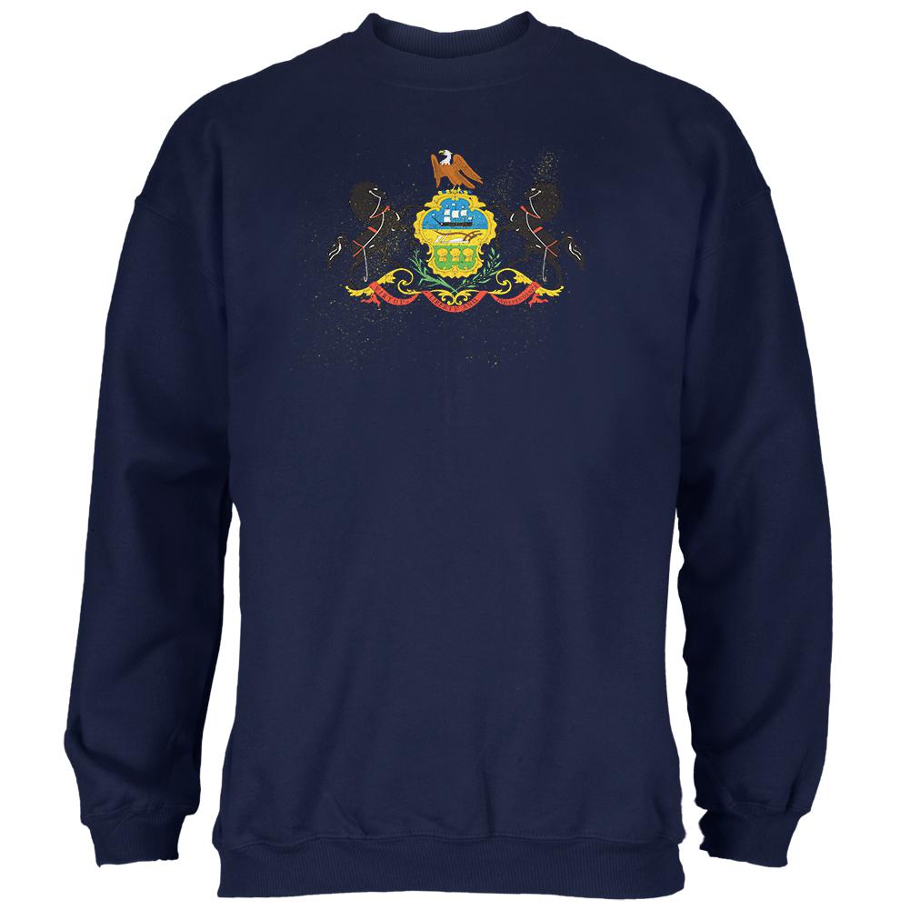 Born and Raised Pennsylvania State Flag Mens Sweatshirt Men's Sweatshirts Old Glory 2XL Navy 