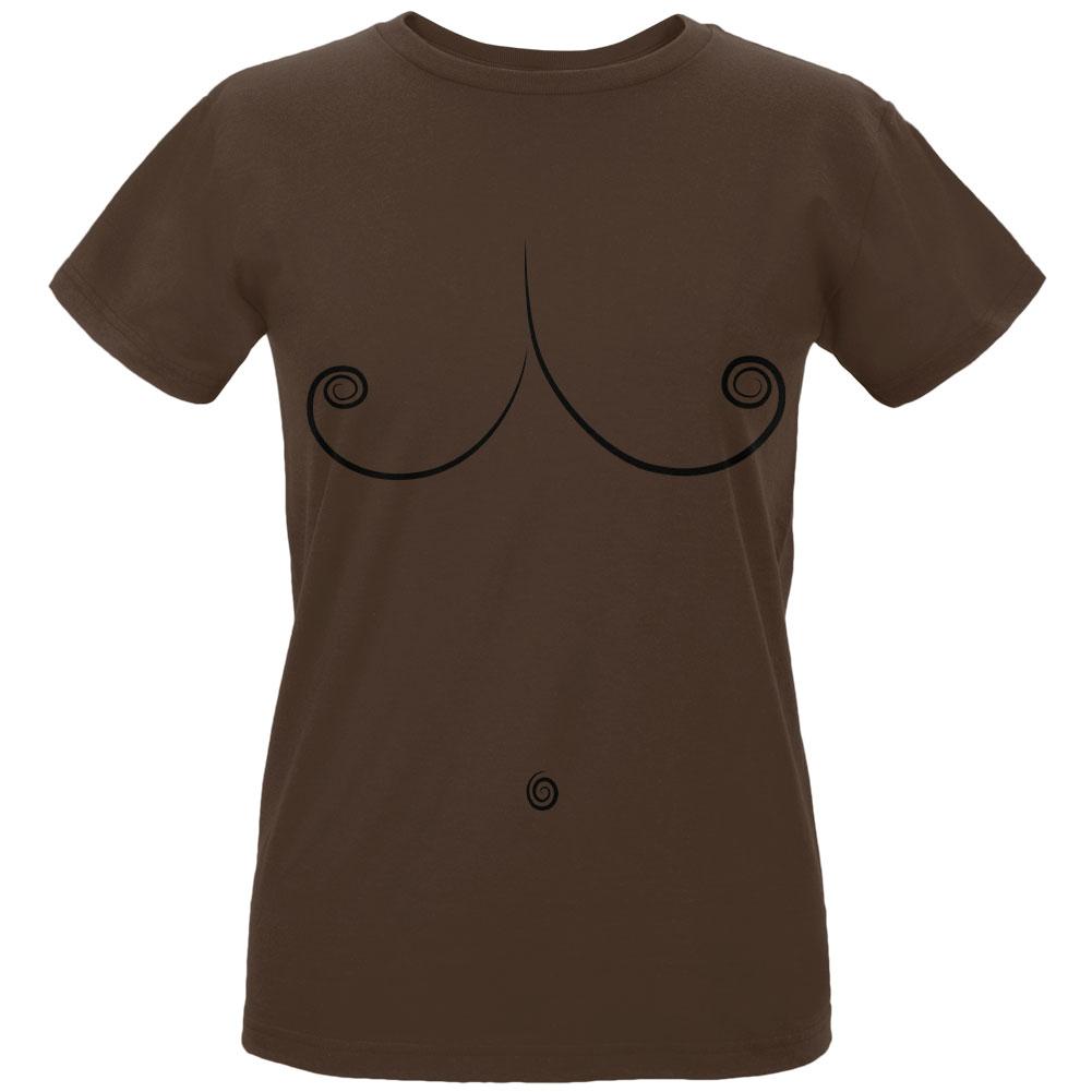 Feminism Spiral Boobs and Belly Button Womens Organic T Shirt Women's T-Shirts Old Glory LG Brown 