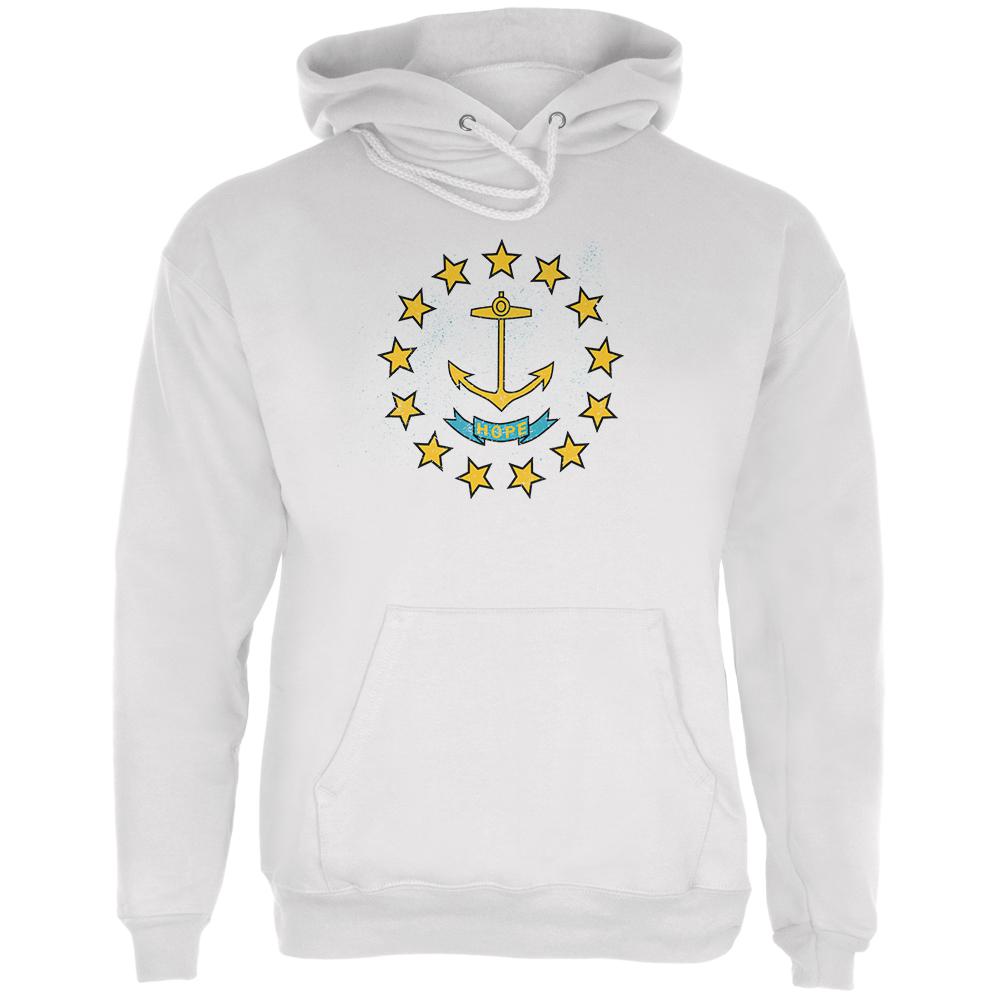 Born and Raised Rhode Island State Flag Mens Hoodie Men's Hoodies Old Glory LG White 