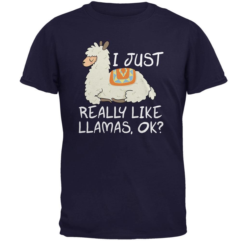 I Just Really Like Llamas Ok Cute Mens T Shirt Men's T-Shirts Old Glory 2XL Navy 