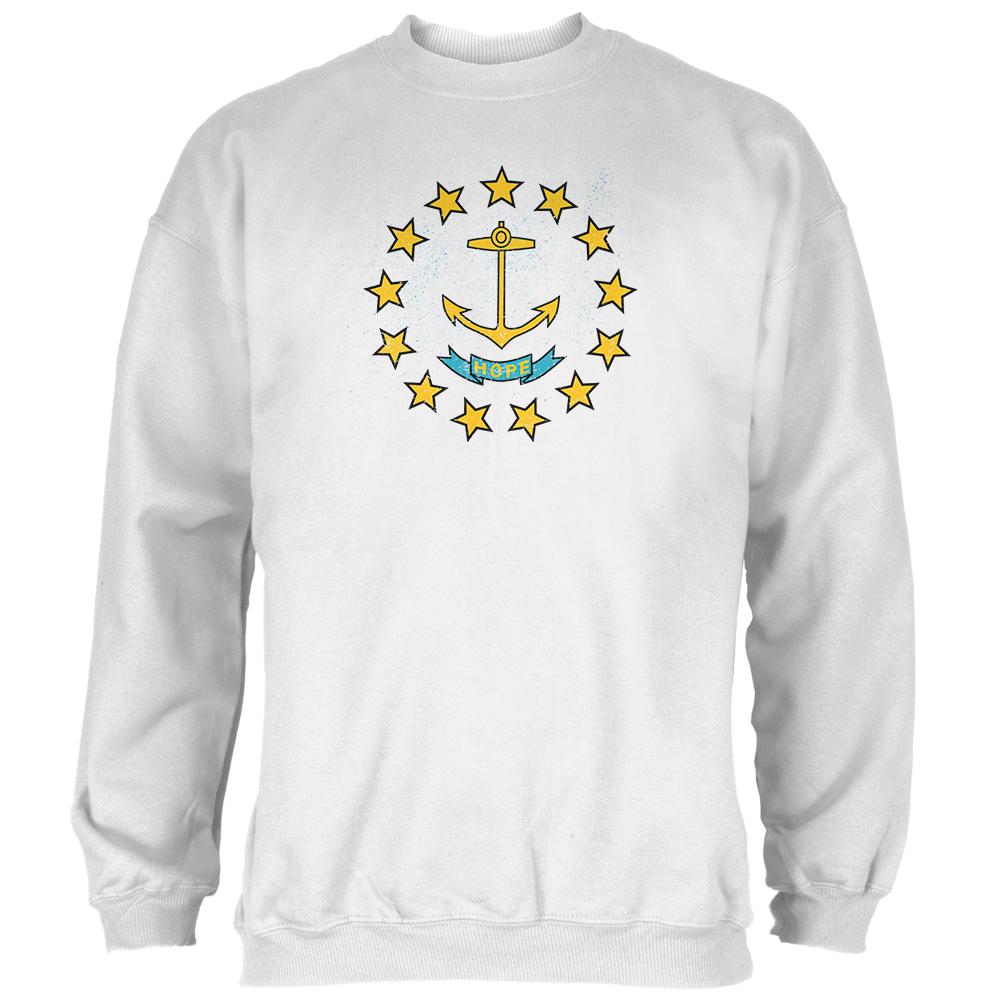 Born and Raised Rhode Island State Flag Mens Sweatshirt Men's Sweatshirts Old Glory 2XL White 