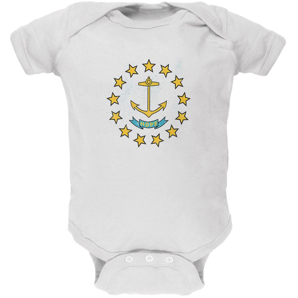 Born and Raised Rhode Island State Flag Soft Baby One Piece Baby One Piece Old Glory 0-3M White 