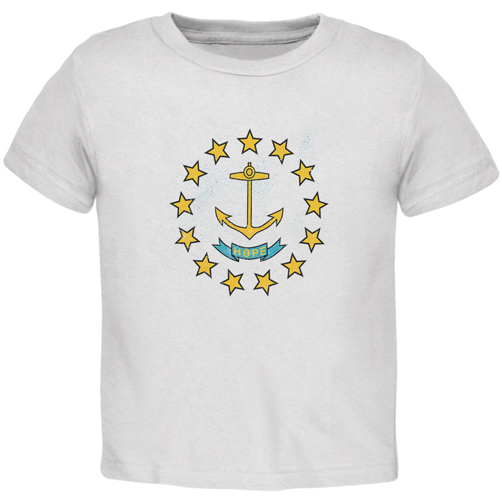 Born and Raised Rhode Island State Flag Toddler T Shirt Toddler T-Shirts Old Glory 2T White 