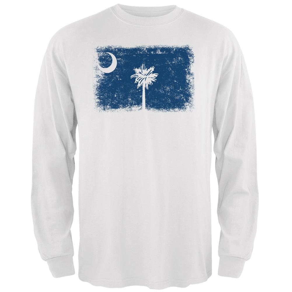 Born and Raised South Carolina State Flag Mens Long Sleeve T Shirt Men's Long Sleeves Old Glory 2XL White 