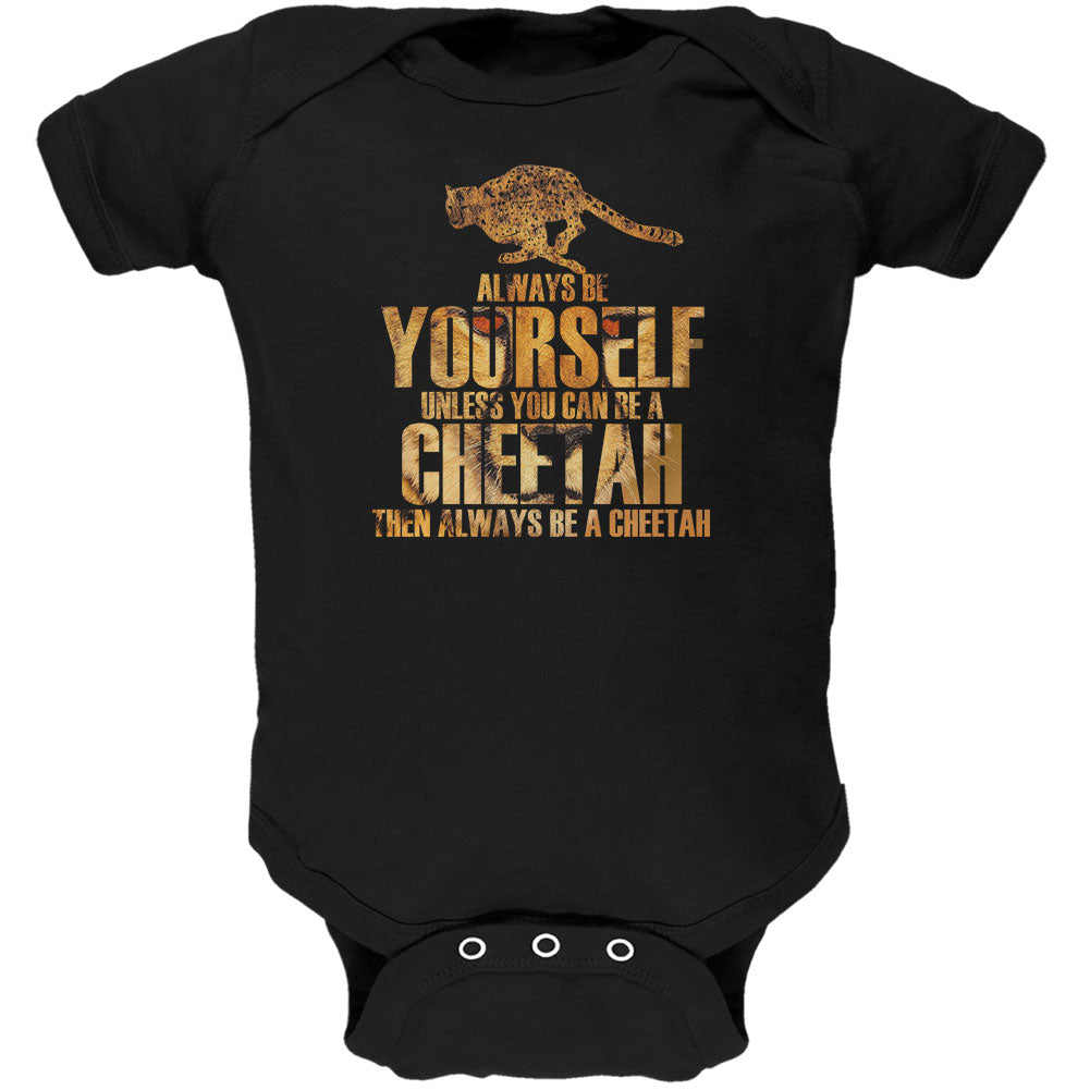 Always Be Yourself Cheetah Soft Baby One Piece Baby One Piece Old Glory 0-3M Black 