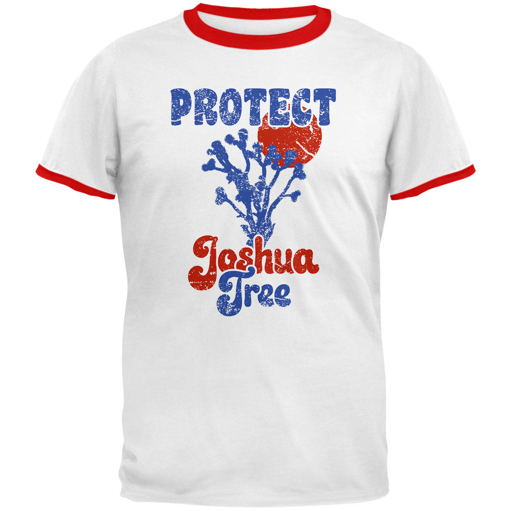 National Park Retro 70s Landscape Protect Joshua Tree Mens Ringer T Shirt Men's T-Shirts Old Glory LG White-Red 