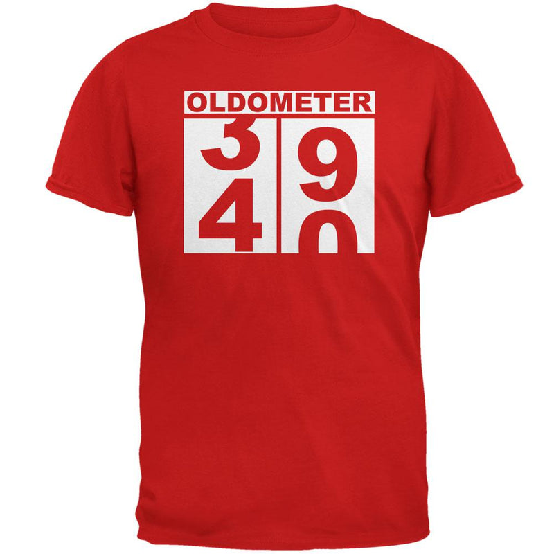 Milestone Birthday Oldometer Odometer Turning 40 Mens Soft T Shirt Men's T-Shirts Old Glory 2XL Red 