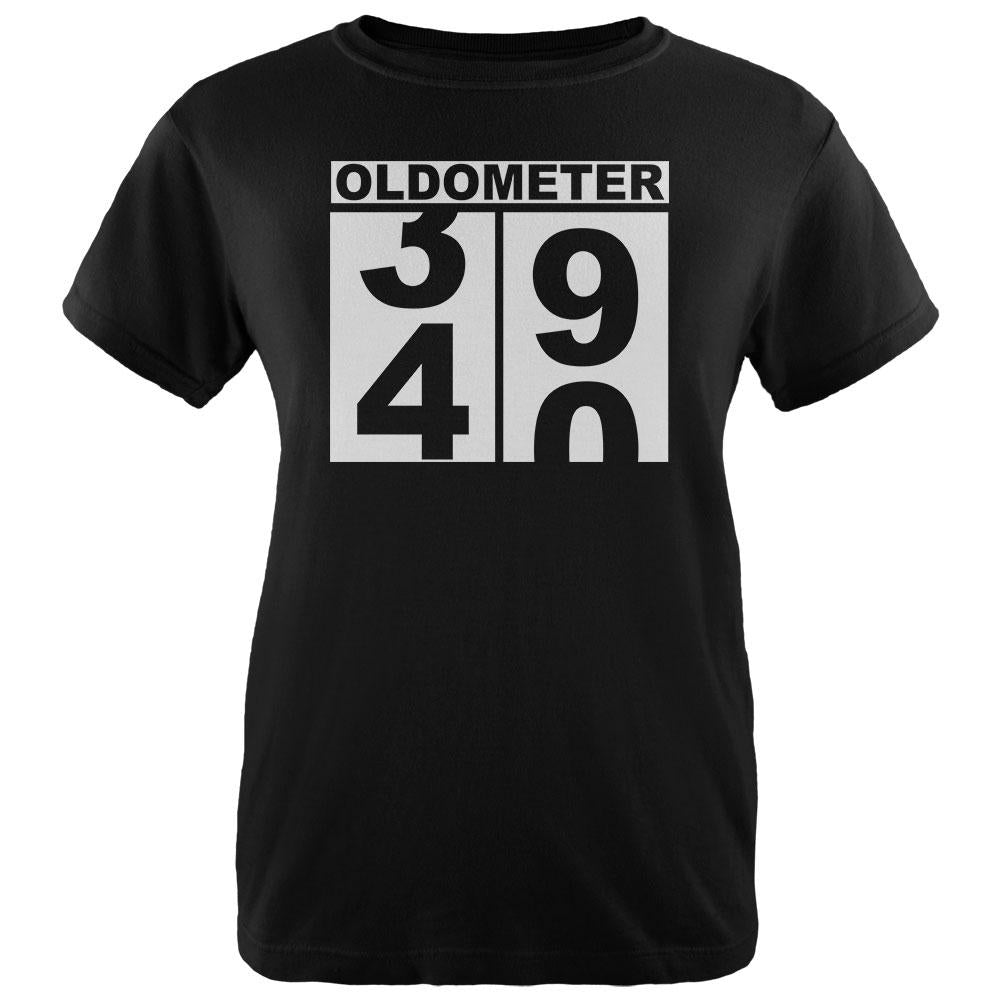 Milestone Birthday Oldometer Odometer Turning 40 Womens Organic T Shirt Women's T-Shirts Old Glory LG Black 