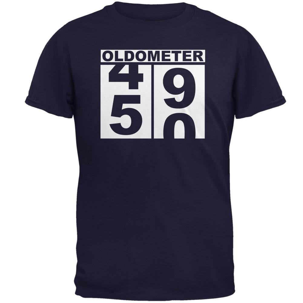 Milestone Birthday Oldometer Odometer Turning 50 Mens T Shirt Men's T-Shirts Old Glory 2XL Navy 