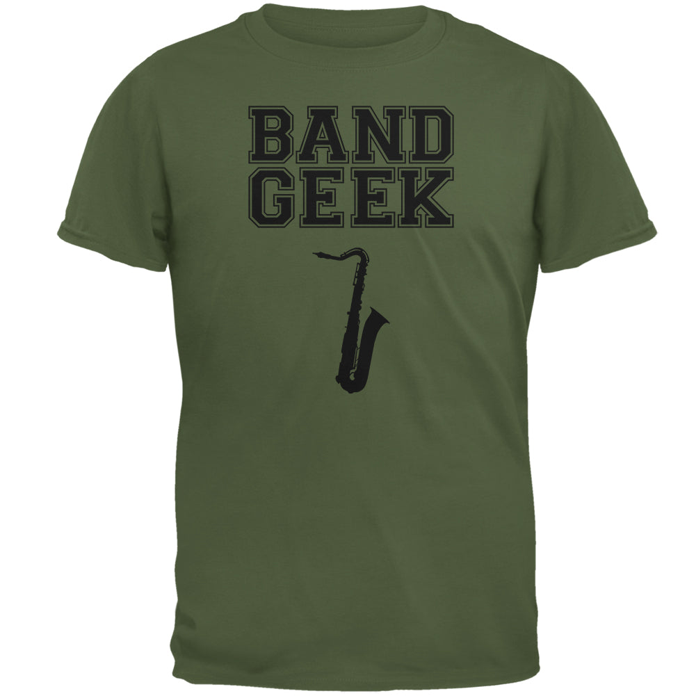 Band Geek Saxophone Mens T Shirt Men's T-Shirts Old Glory 2XL Military Green 