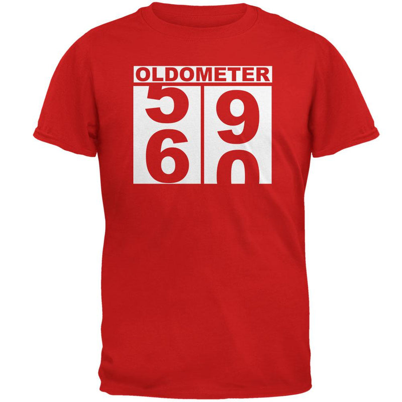 Milestone Birthday Oldometer Odometer Turning 60 Mens T Shirt Men's T-Shirts Old Glory 2XL Red 