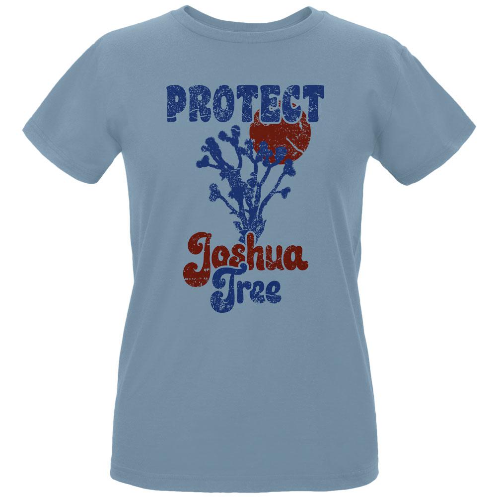 National Park Retro 70s Landscape Protect Joshua Tree Womens Organic T Shirt Women's T-Shirts Old Glory LG Blue 