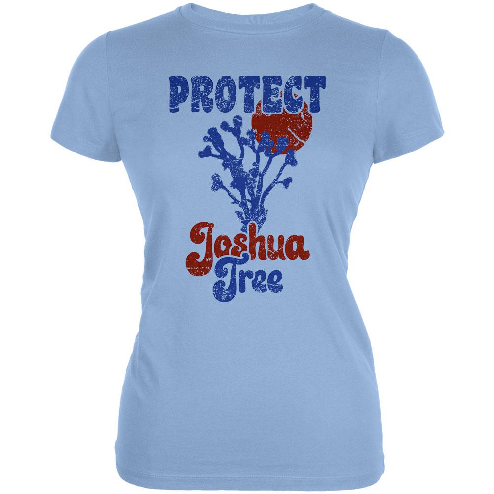 National Park Retro 70s Landscape Protect Joshua Tree Juniors Soft T Shirt Juniors T-Shirts Old Glory LG Blue 