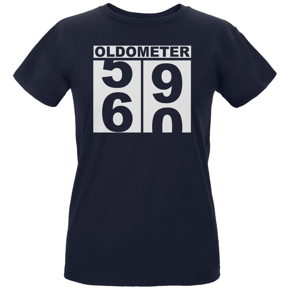 Milestone Birthday Oldometer Odometer Turning 60 Womens Organic T Shirt Women's T-Shirts Old Glory LG Navy 