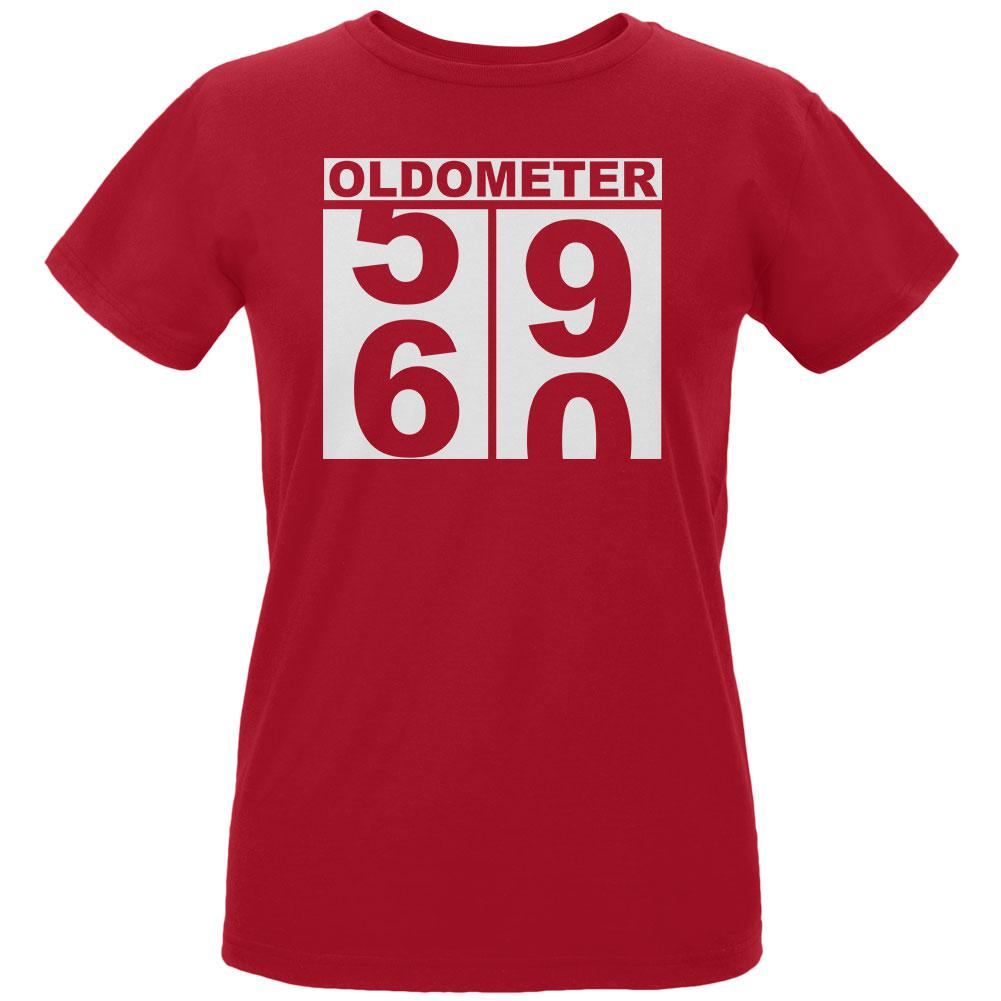 Milestone Birthday Oldometer Odometer Turning 60 Womens Organic T Shirt Women's T-Shirts Old Glory LG Red 