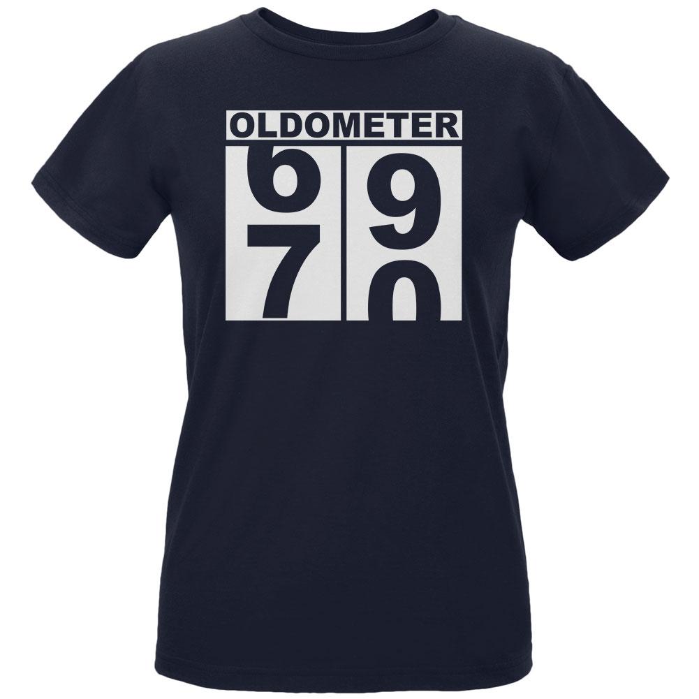 Milestone Birthday Oldometer Odometer Turning 70 Womens Organic T Shirt Women's T-Shirts Old Glory LG Navy 