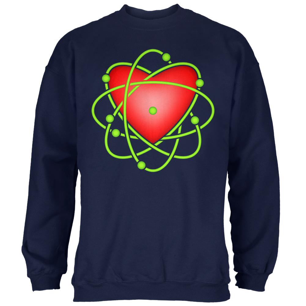 I Love Science Atomic Heart Mens Sweatshirt Men's Sweatshirts Old Glory 2XL Navy 