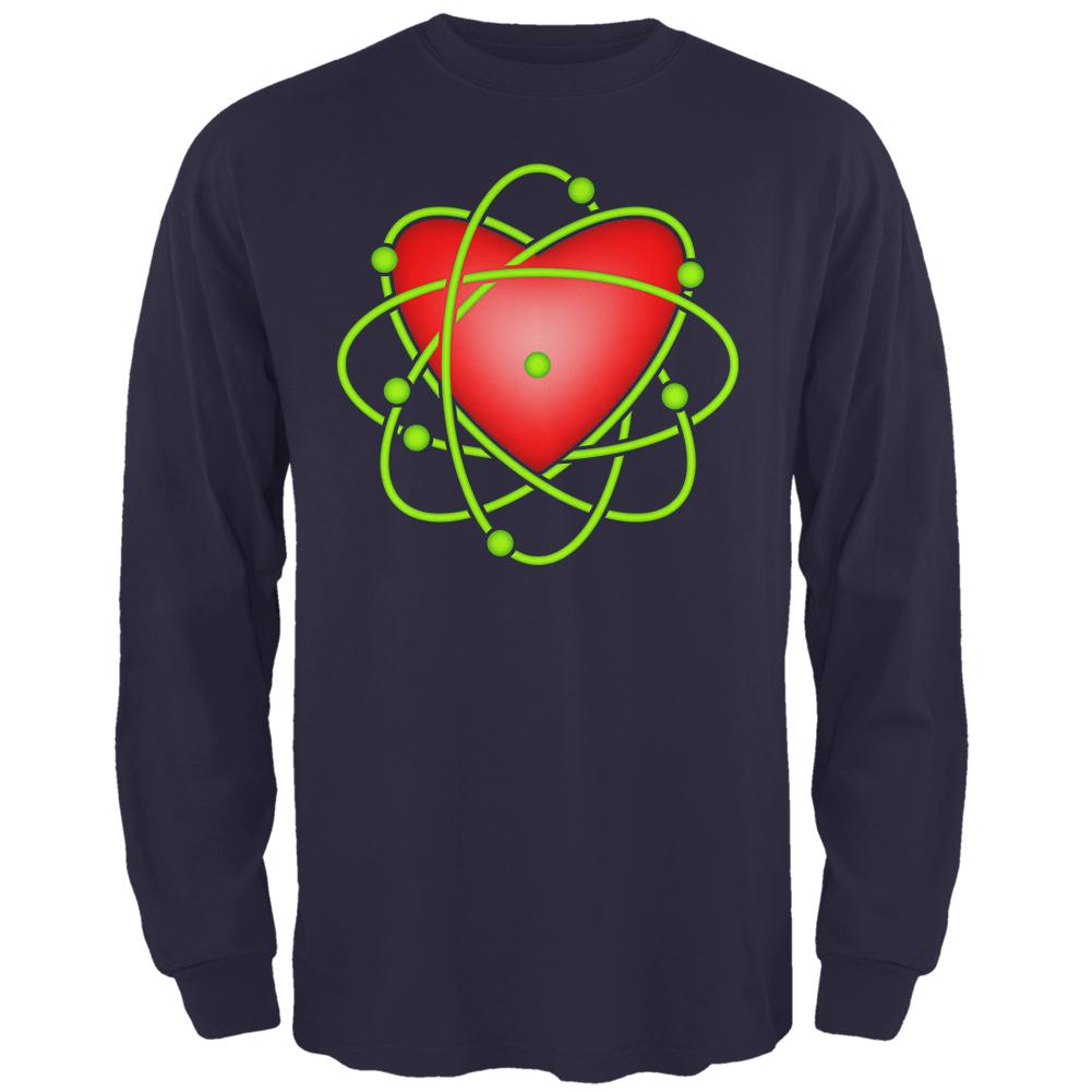 I Love Science Atomic Heart Mens Long Sleeve T Shirt Men's Long Sleeves Old Glory 2XL Navy 