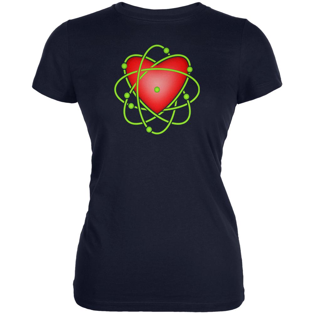 I Love Science Atomic Heart Juniors Soft T Shirt Juniors T-Shirts Old Glory 2XL Navy 