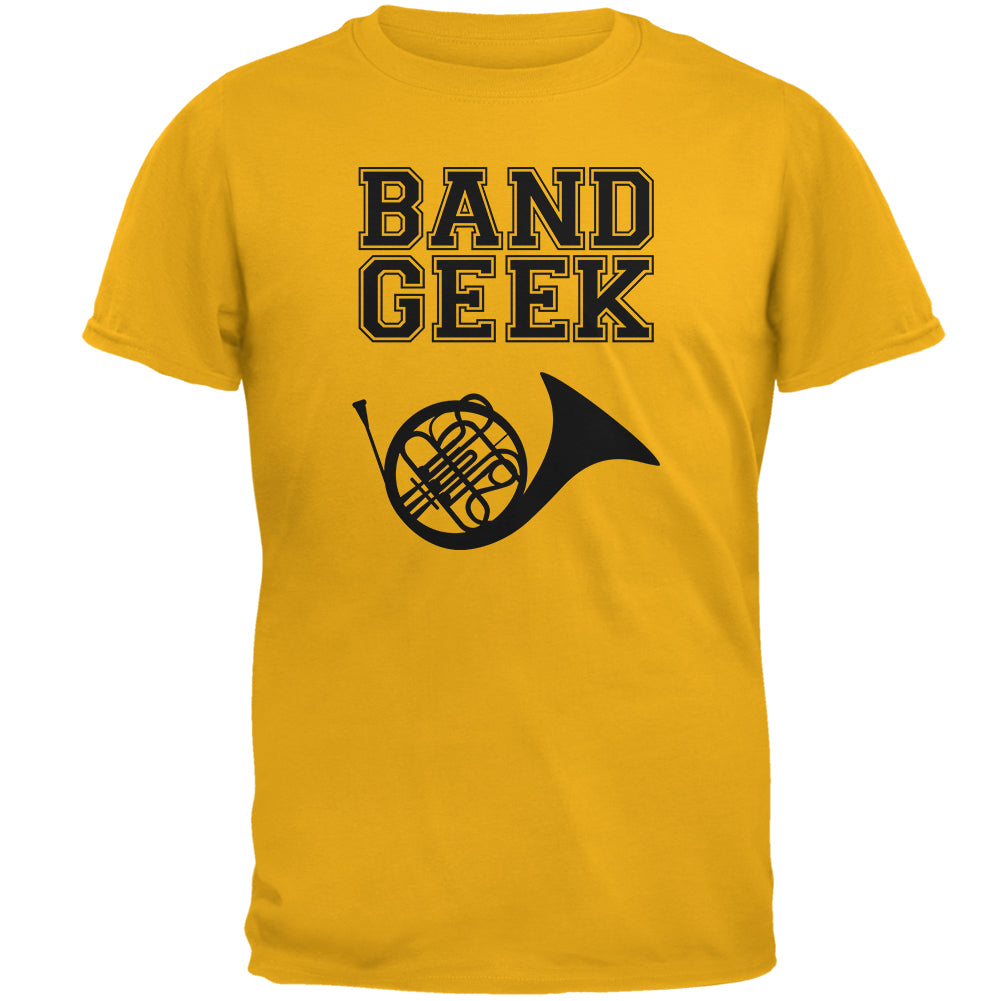 Band Geek French Horn Mens T Shirt Men's T-Shirts Old Glory 2XL Gold 