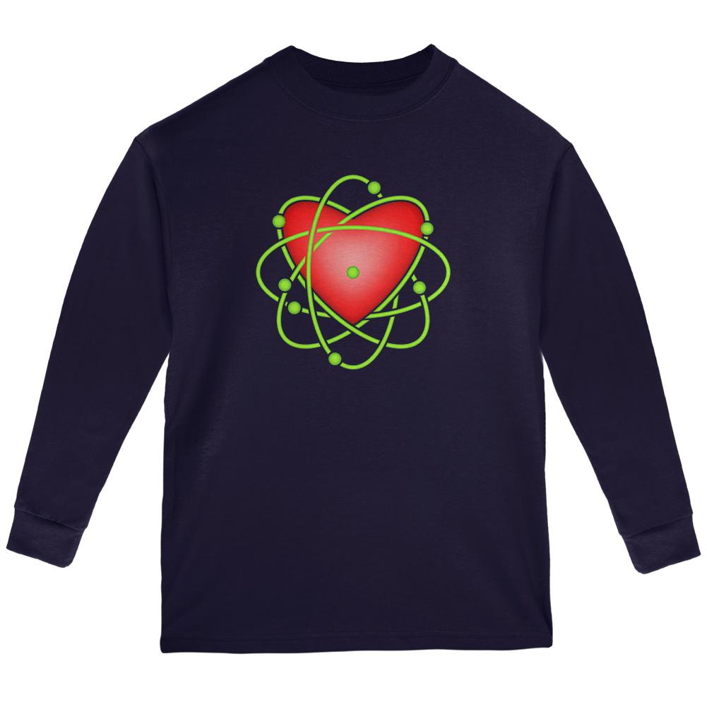 I Love Science Atomic Heart Youth Long Sleeve T Shirt Youth Long Sleeves Old Glory LG Navy 