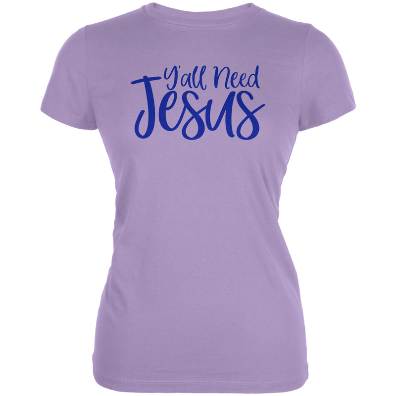 Y'all Need Jesus Juniors Soft T Shirt Juniors T-Shirts Old Glory MD Lavender 