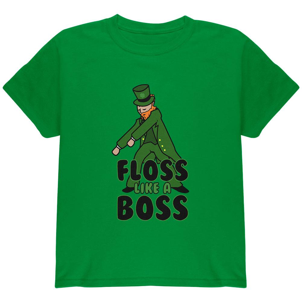 St. Patrick's Day Flossing Leprechaun Youth T Shirt Youth T-Shirts Old Glory LG Green 