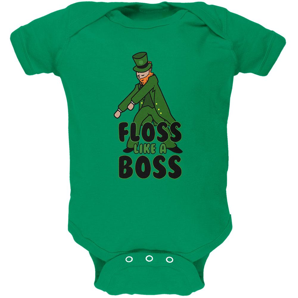 St. Patrick's Day Flossing Leprechaun Soft Baby One Piece Baby One Piece Old Glory 0-3M Green 