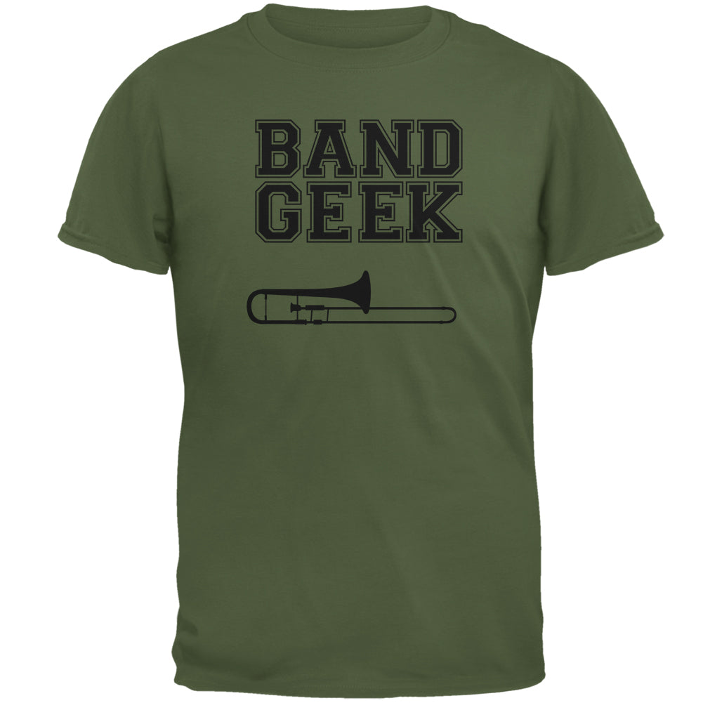 Band Geek Trombone Mens T Shirt Men's T-Shirts Old Glory 2XL Military Green 