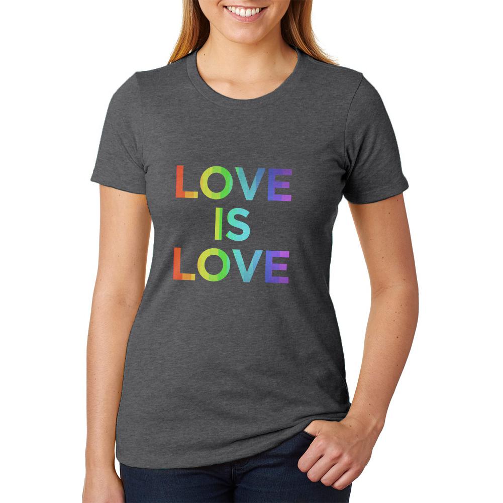 LGBT Gay Pride Love Is Love Womens Soft Heather T Shirt Women's T-Shirts LGBT 2XL Black 