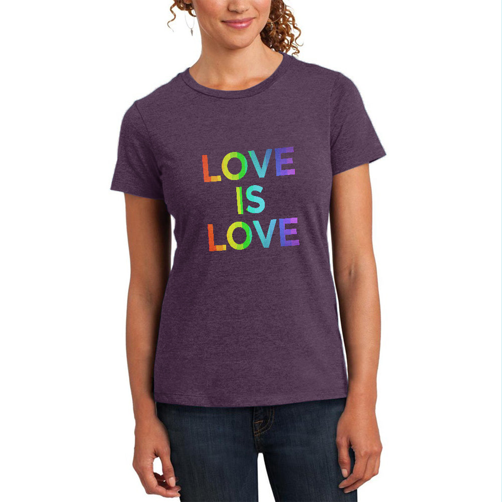 LGBT Gay Pride Love Is Love Womens Soft Heather T Shirt Women's T-Shirts LGBT 2XL Eggplant 