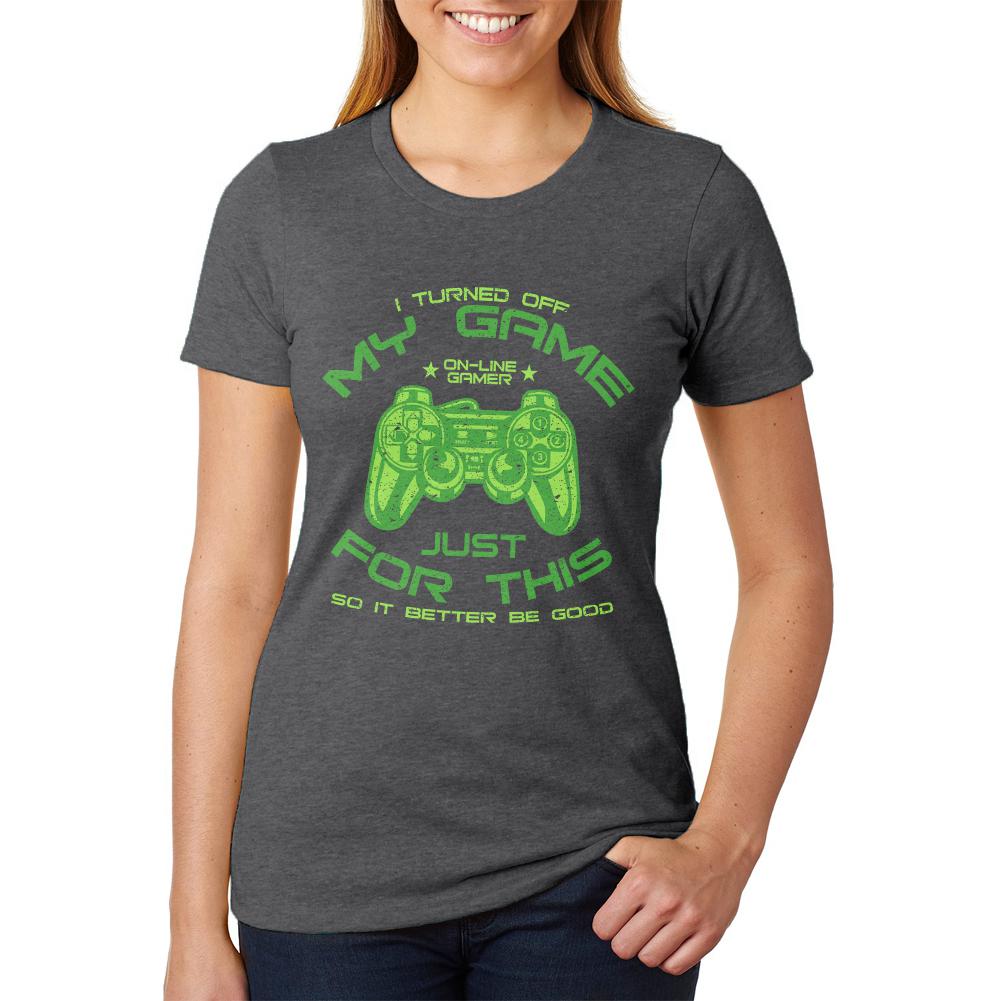 Turned Off My Game For This Womens Soft Heather T Shirt Women's T-Shirts Old Glory 2XL Black 