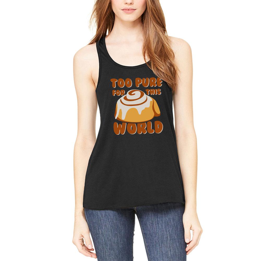 Cinnamon Bun Roll Too Pure for this World Womens Flowy Racerback Tank Top Juniors Tank Tops Old Glory 2XL Black 