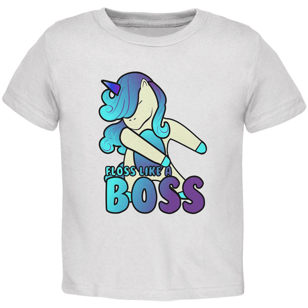 Floss Like A Boss Flossing Unicorn Dance Toddler T Shirt Toddler T-Shirts Old Glory 2T White 