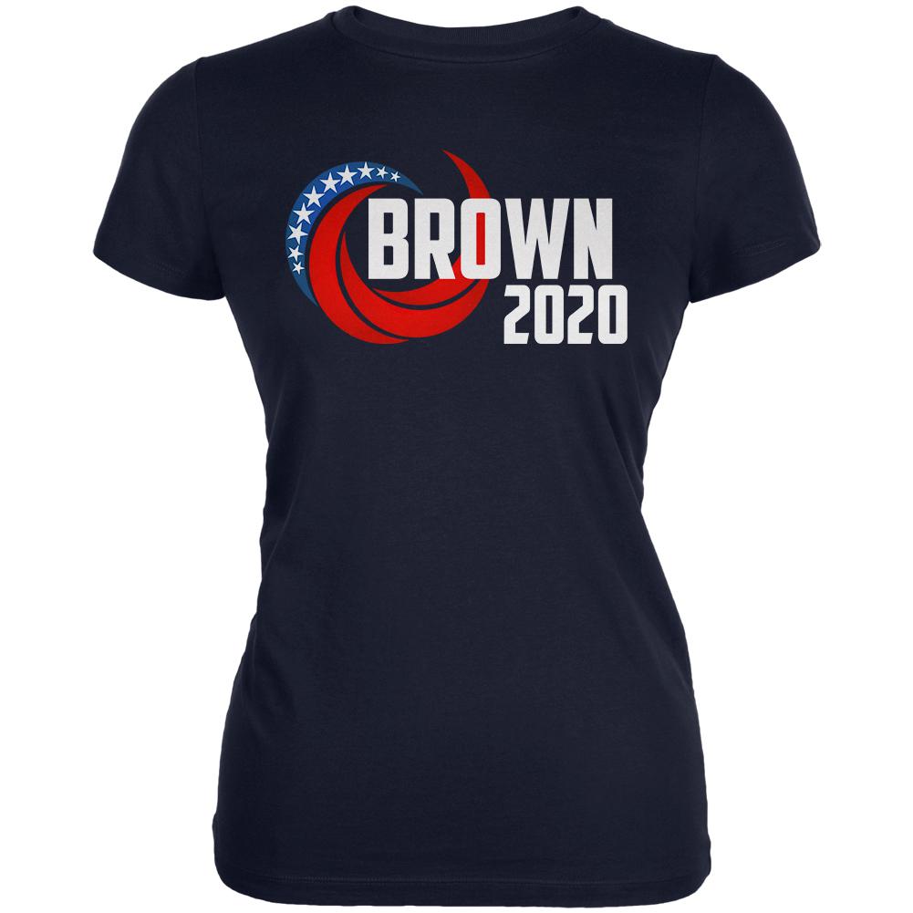 Presidential Election 2020 Jerry Brown Swoosh Juniors Soft T Shirt Juniors T-Shirts Old Glory 2XL Navy 