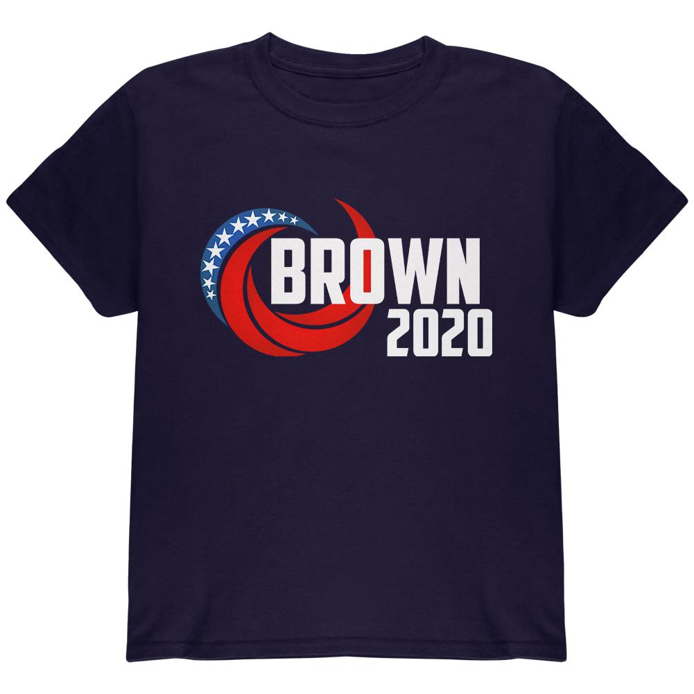 Presidential Election 2020 Jerry Brown Swoosh Youth T Shirt Youth T-Shirts Old Glory LG Navy 