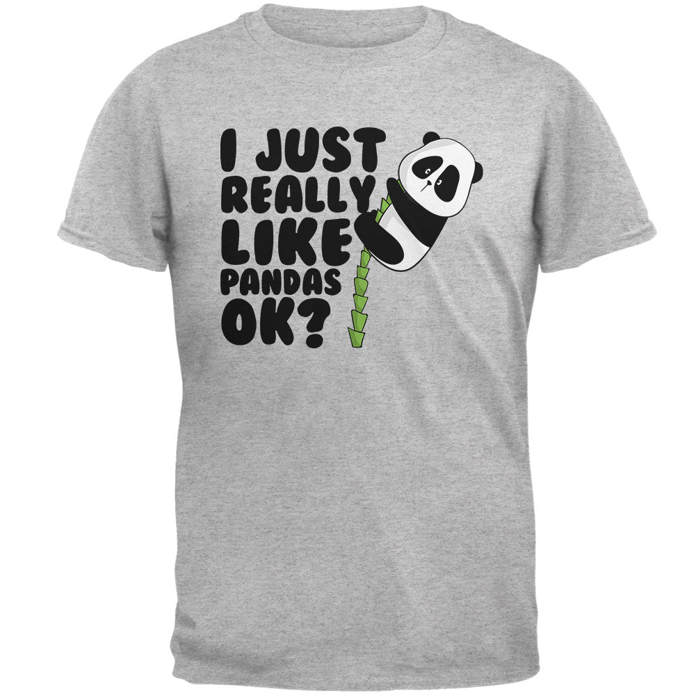 I Just Really Like Pandas Cute Mens T Shirt Men's T-Shirts Old Glory 2XL Grey 