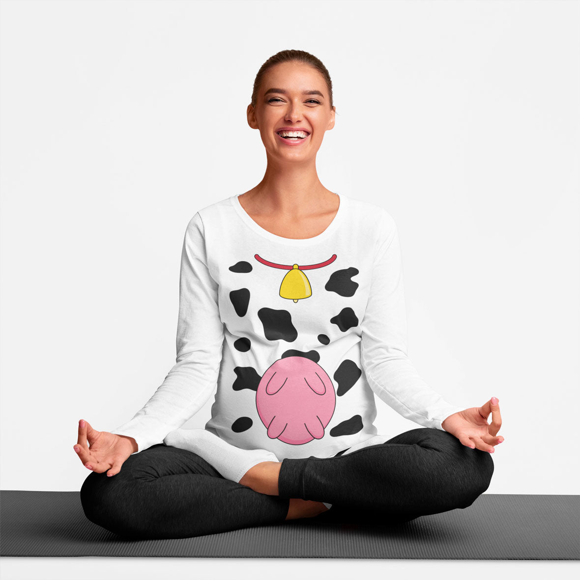 Halloween Costume Funny Cow with Udders Long Sleeve Soft Maternity T Shirt Maternity Long Sleeve T-Shirts Old Glory   