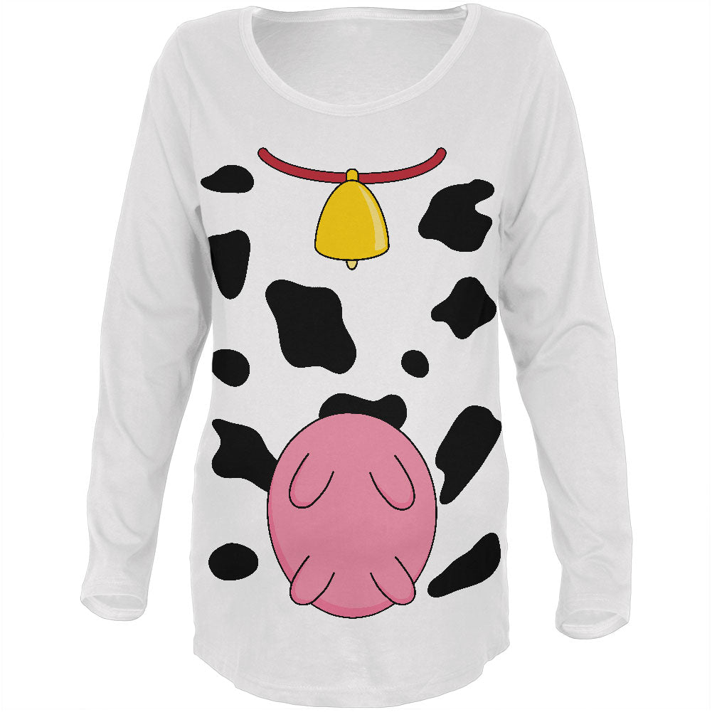 Halloween Costume Funny Cow with Udders Long Sleeve Soft Maternity T Shirt Maternity Long Sleeve T-Shirts Old Glory SM  